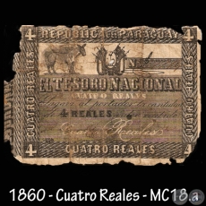 1860 - CUATRO REALES - FIRMAS: MANUEL FERRIOL  AGUSTN TRIGO