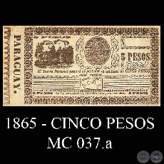CINCO PESOS - MC037.a - SIN AMBAS FIRMAS