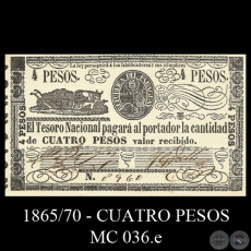 CUATRO PESOS - MC 036.e - FIRMAS : MIGUEL BERGES y JUAN G. VALLE