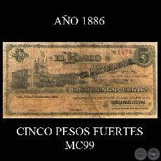 CINCO PESOS FUERTES - MC99 - RARO