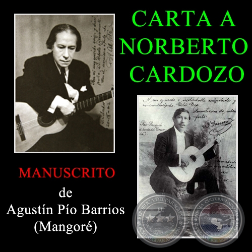 CARTA A NORBERTO CARDOZO - AGUSTÍN BARRIOS - Año 1928