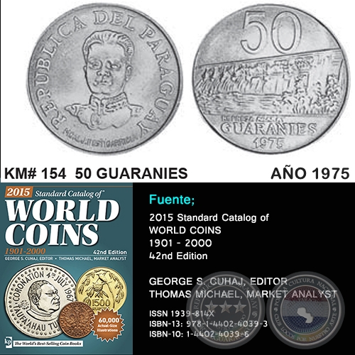 KM# 154 50 GUARANIES - AO 1975 - MONEDAS DE PARAGUAY