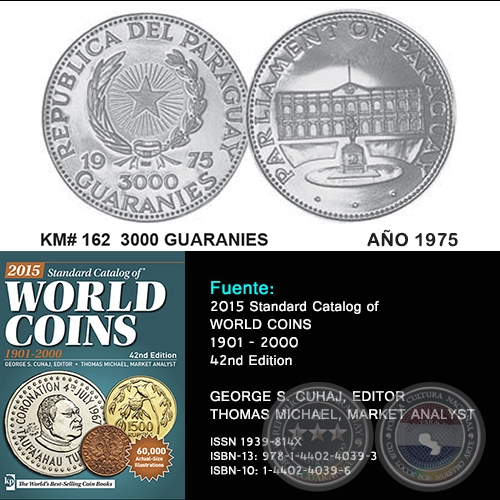 KM# 162 3000 GUARANIES - AO 1975 - MONEDAS DE PARAGUAY