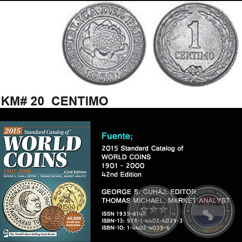 KM# 20 CENTIMO - AÑO 1944 - MONEDAS DE PARAGUAY
