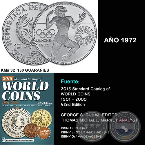 KM# 32 150 GUARANIES - AO 1972 - MONEDAS DE PARAGUAY