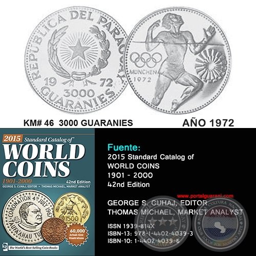 KM# 46 3000 GUARANIES - AO 1972 - MONEDAS DE PARAGUAY