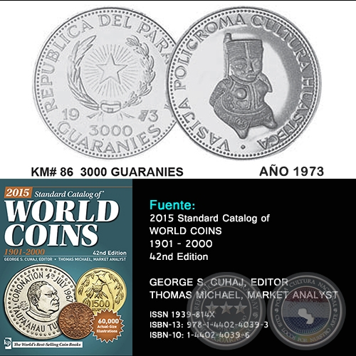 KM# 86 3000 GUARANIES - AO 1973 - MONEDAS DE PARAGUAY