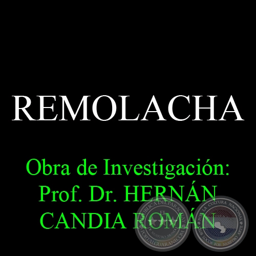 REMOLACHA - Obra de Investigación: Prof. Dr. HERNÁN CANDIA ROMÁN