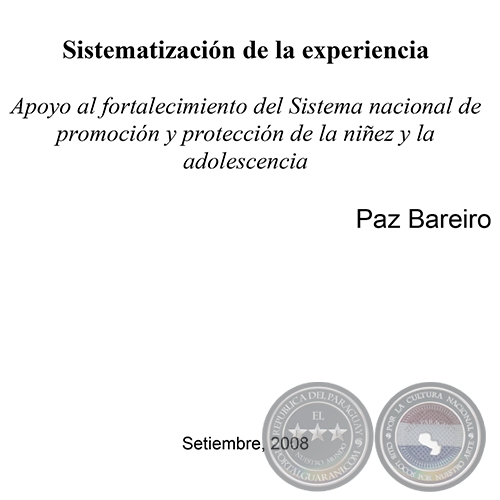 SISTEMATIZACIÓN DE LA EXPERIENCIA: APOYO AL FORTALECIMIENTO DEL SISTEMA NACIONAL DE PROMOCIÓN Y PROTECCIÓN DE LA NIÑEZ Y LA ADOLESCENCIA - SETIEMBRE 2008
