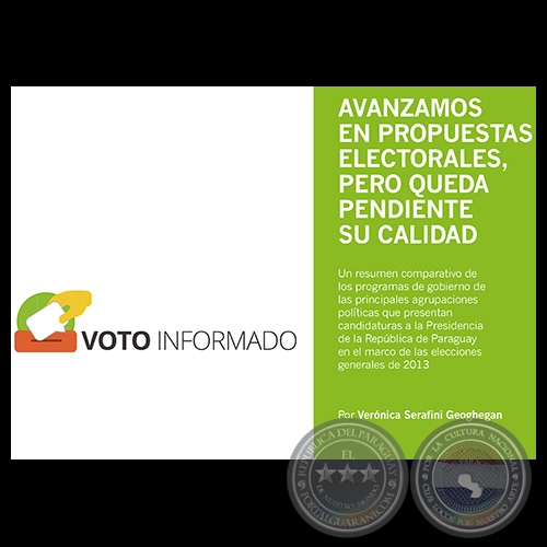 VOTO INFORMADO: PROPUESTAS DE GOBIERNO - Año 2013