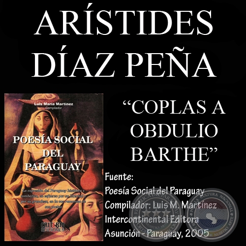 COPLAS A OBDULIO BARTHE (Poesía de ARÍSTIDES DÍAZ PEÑA)
