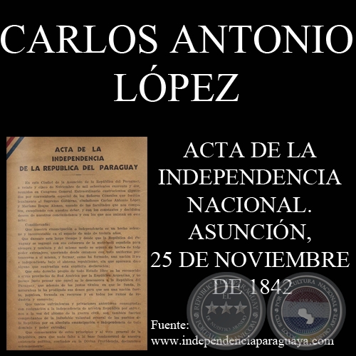 ACTA DE LA INDEPENDENCIA NACIONAL. ASUNCIÓN, 25 DE NOVIEMBRE DE 1842