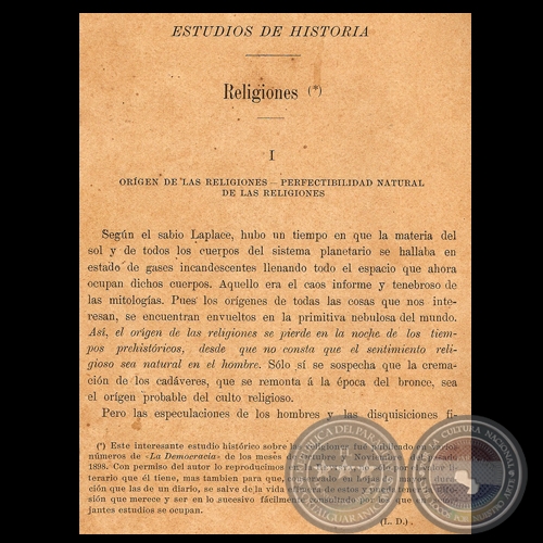 RELIGIONES - Estudio Histórico de CECILIO BÁEZ