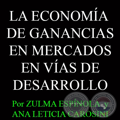 LA ECONOMA  DE GANANCIAS EN MERCADOS  EN VAS DE DESARROLLO: EL CASO PARAGUAYO - Por ZULMA ESPNOLA GONZLEZ y ANA LETICIA CAROSINI RUZ DAZ 