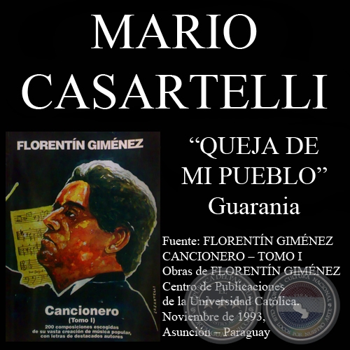 QUEJA DE MI PUEBLO - SAPUKÁI ASY - Guarania, letra de MARIO CASARTELLI