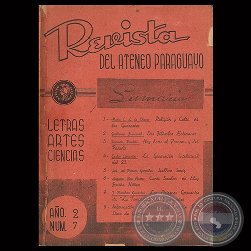 REVISTA DEL ATENEO PARAGUAYO - AÑO 2 - N° 7 - Dirige: JOSÉ ANTONIO MORENO GONZÁLEZ