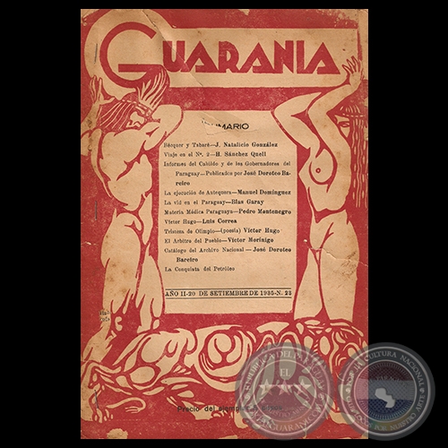 REVISTA GUARANIA - AÑO 2 – N° 23 – SETIEMBRE 20 DE 1935 - Director: JUAN NATALICIO GONZÁLEZ 