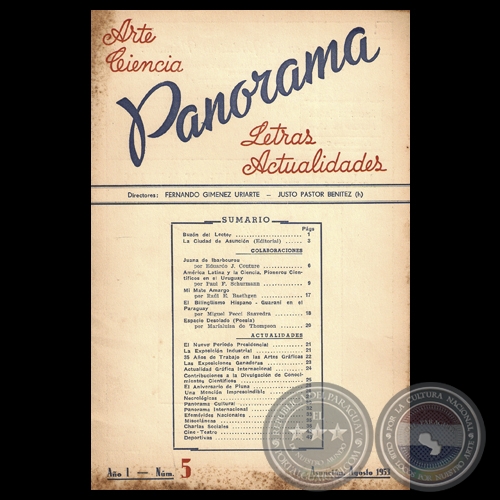 REVISTA PANORAMA - AÑO I - NÚMERO 5 - Directores: FERNANDO GIMÉNEZ URIARTE - JUSTO PASTOR BENÍTEZ (h)