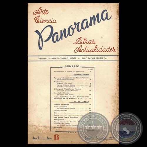 REVISTA PANORAMA - AÑO II - NÚMERO 13 - Directores: FERNANDO GIMÉNEZ URIARTE - JUSTO PASTOR BENÍTEZ (h)