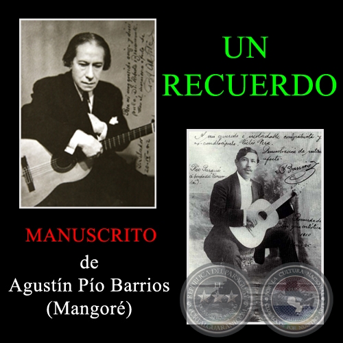 UN RECUERDO - AGUSTIN PIO BARRIOS - Año 1925