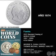 KM# 109 150 GUARANIES - AO 1974 - MONEDAS DE PARAGUAY