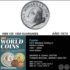 KM# 129 1500 GUARANIES - AO 1974 - MONEDAS DE PARAGUAY