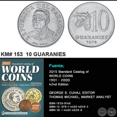 KM# 153 10 GUARANIES - MONEDAS DE PARAGUAY