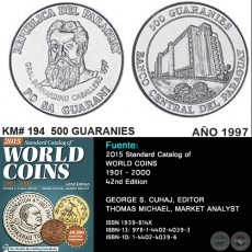 KM# 194 500 GUARANIES - AO 1997 - MONEDAS DE PARAGUAY