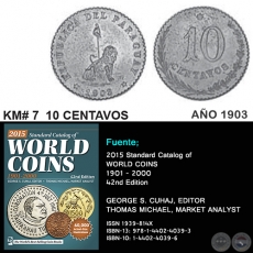 KM# 7 10 CENTAVOS - AO 1903 - MONEDAS DE PARAGUAY