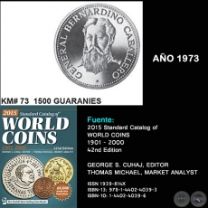 KM# 73 1500 GUARANIES - AO 1973 - MONEDAS DE PARAGUAY