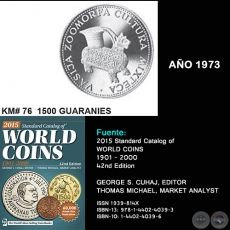 KM# 76 1500 GUARANIES - AO 1973 - MONEDAS DE PARAGUAY