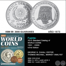 KM# 89 3000 GUARANIES - AO 1973 - MONEDAS DE PARAGUAY