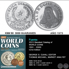 KM# 90 3000 GUARANIES - AO 1973 - MONEDAS DE PARAGUAY