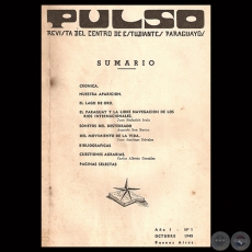 PULSO - AÑO I - N° 1 - OCTUBRE 1948 - REVISTA DEL CENTRO DE ESTUDIANTES PARAGUAYOS