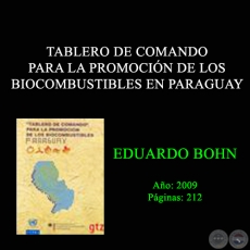 TABLERO DE COMANDO PARA LA PROMOCIÓN DE LOS BIOCOMBUSTIBLES EN PARAGUAY, 2009 - EDUARDO BOHN 