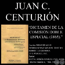 DICTAMEN DE LA COMISIÓN DOBLE ESPECIAL - 1865 - Por JUAN CRISÓSTOMO CENTURIÓN