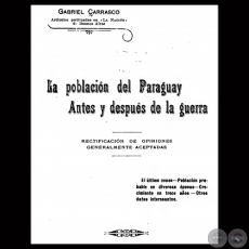 LA POBLACIÓN DEL PARAGUAY, 1905 - Por GABRIEL CARRASCO