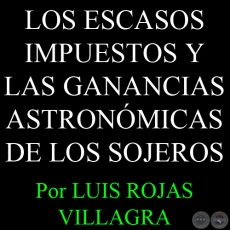 LOS ESCASOS IMPUESTOS Y LAS GANANCIAS ASTRONMICAS DE LOS SOJEROS - Por LUIS ROJAS VILLAGRA