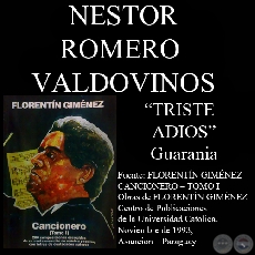 TRISTE ADIOS - Guarania, letra de NSTOR ROMERO VALDOVINOS