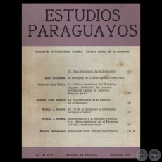 REVISTA DE ESTUDIOS PARAGUAYOS - VOL. III, N° 2 - 1975 - CEADUC - Director. BARTOMEU MELIA
