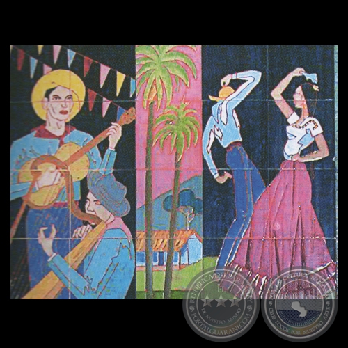 COSTUMBRES PARAGUAYAS (DETALLE) - Cerámica esmaltada de JOSEFINA PLÁ y  JOSÉ LATERZA PARODI