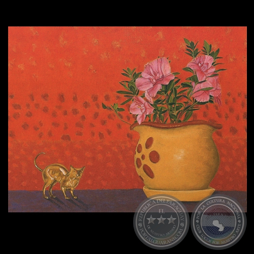AZALEA CON GATO, 2005 - Pintura de SILA ESTIGARRIBIA