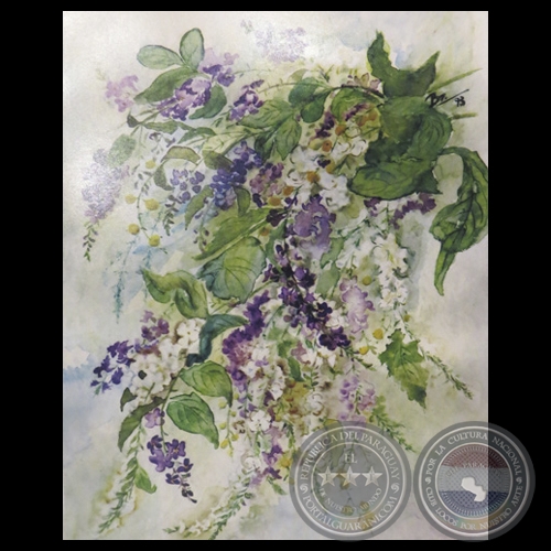 FLORES LILAS, 1993 - Acuarela sobre papel de ANA BRUNHILDE GUGGIARI