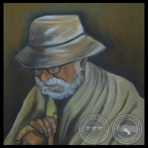 VIEJO CON BASTÓN - Óleo sobre lienzo de ROSA MONTES (RUMO) 