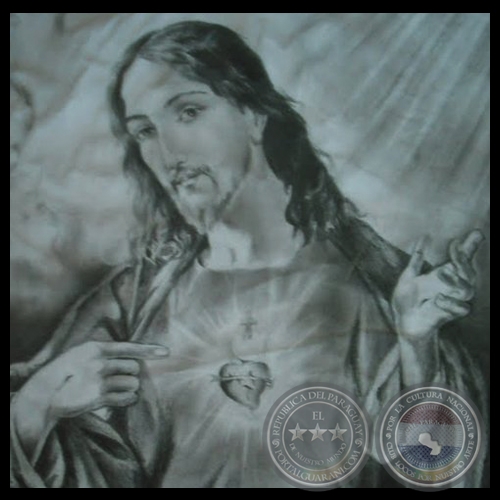 SAGRADO CORAZÓN DE JESÚS, 2010 - Retrato a lápiz de MILCIADES LARROZA