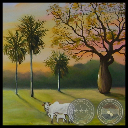 ATARDECER EN EL CHACO - Óleo de NORMA BÜTTNER