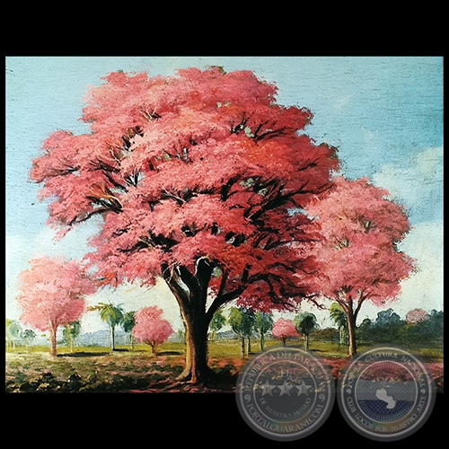 PAISAJE CON LAPACHOS ROSAS - leo de PABLO ALBORNO - Ao 1940