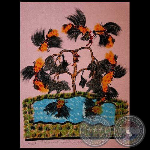 DIBUJO INDÍGENA 12 - Obra de OGWA FLORES - Colección GRUPO LIEBIG