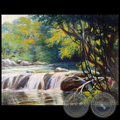 PAISAJE CON CATARATAS - Óleo de PABLO ALBORNO - Año 1940