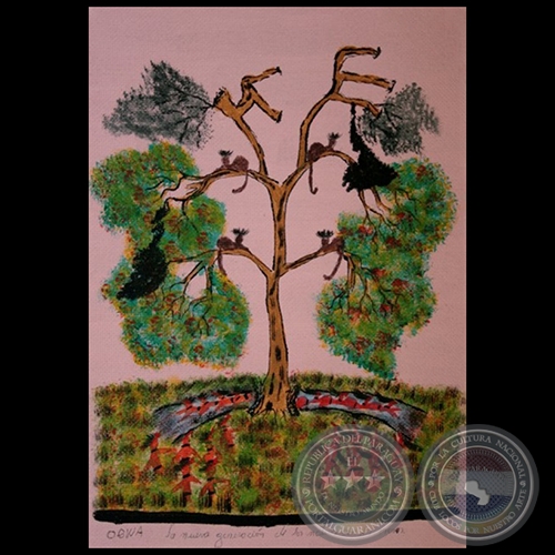 DIBUJO INDÍGENA 16 - Obra de OGWA FLORES - Colección GRUPO LIEBIG